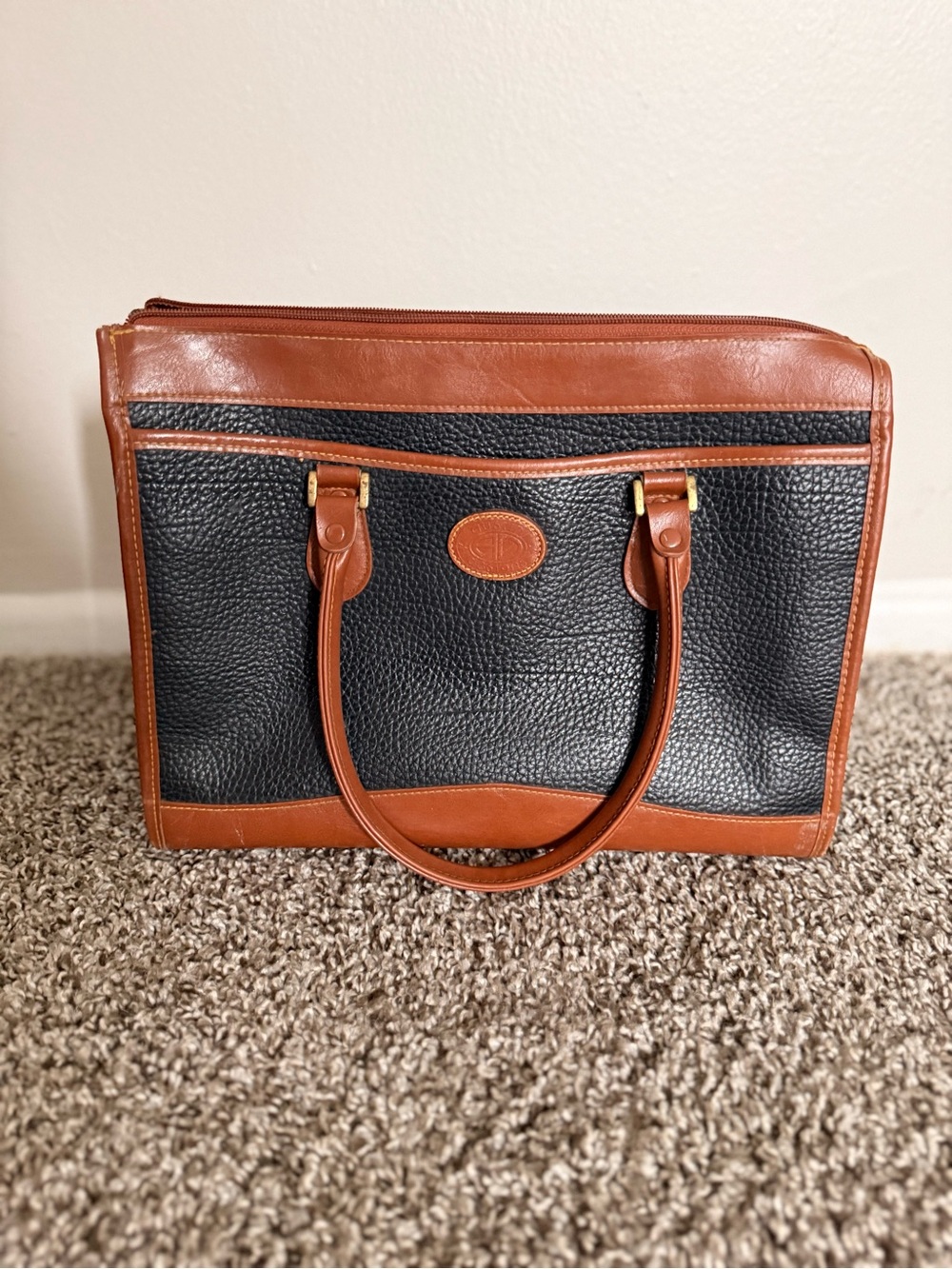 Classic Black and Brown Leather Tote Bag